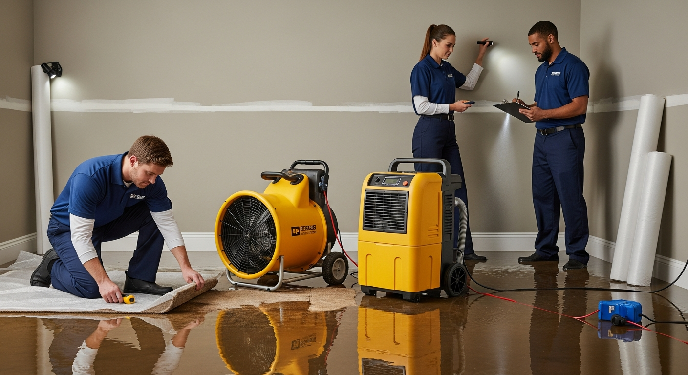 Water damage mitigation Chattanooga TN — air movers and dehumidifiers